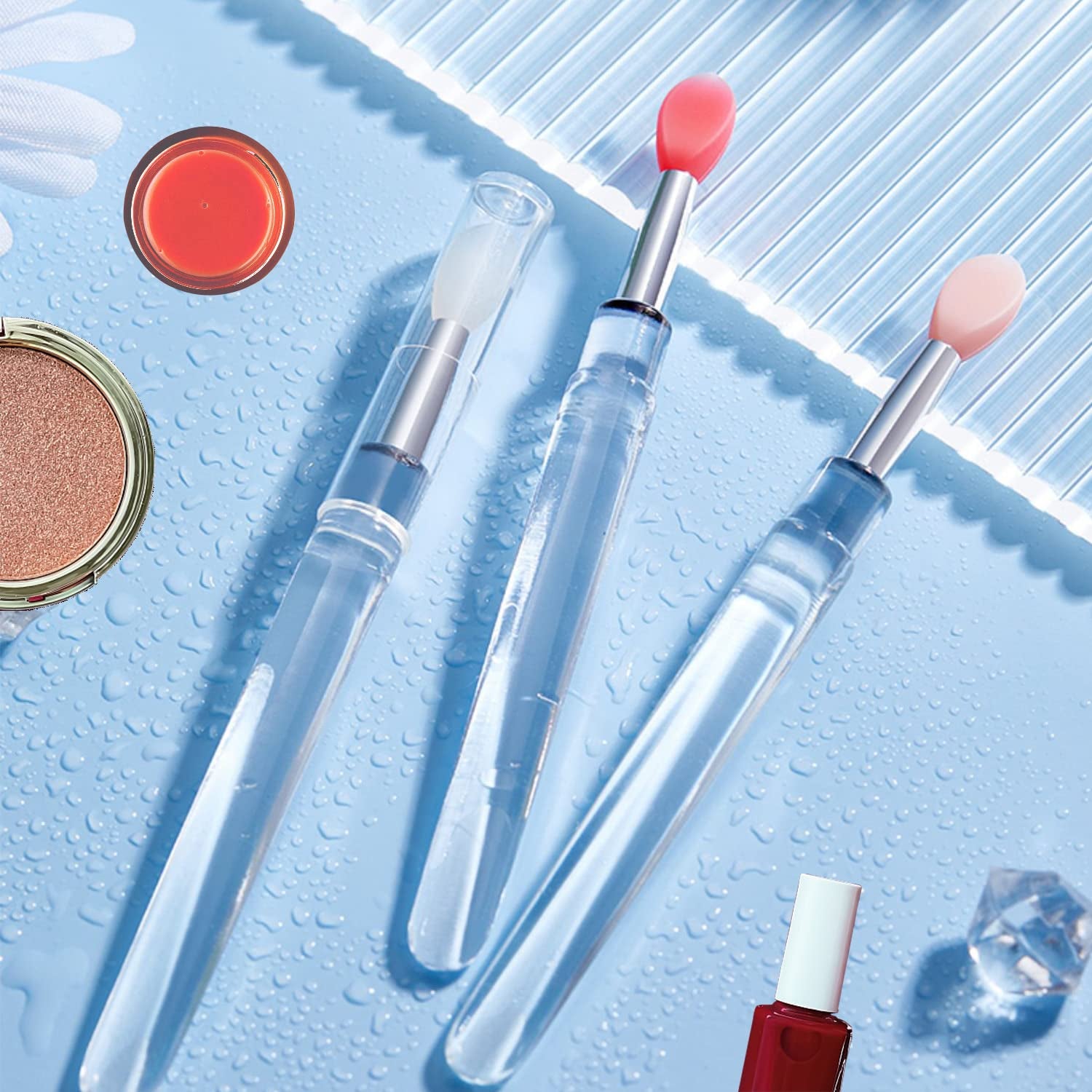 Lip Brush, 6PCS Silicone Lip Applicator Reusable Lip Mask Applicator, Silicone Lip Brush Retractable Lip Gloss Balm Applicator Eyeshadow Lip Scrub Brush Applicator Lip Applicators Disposable