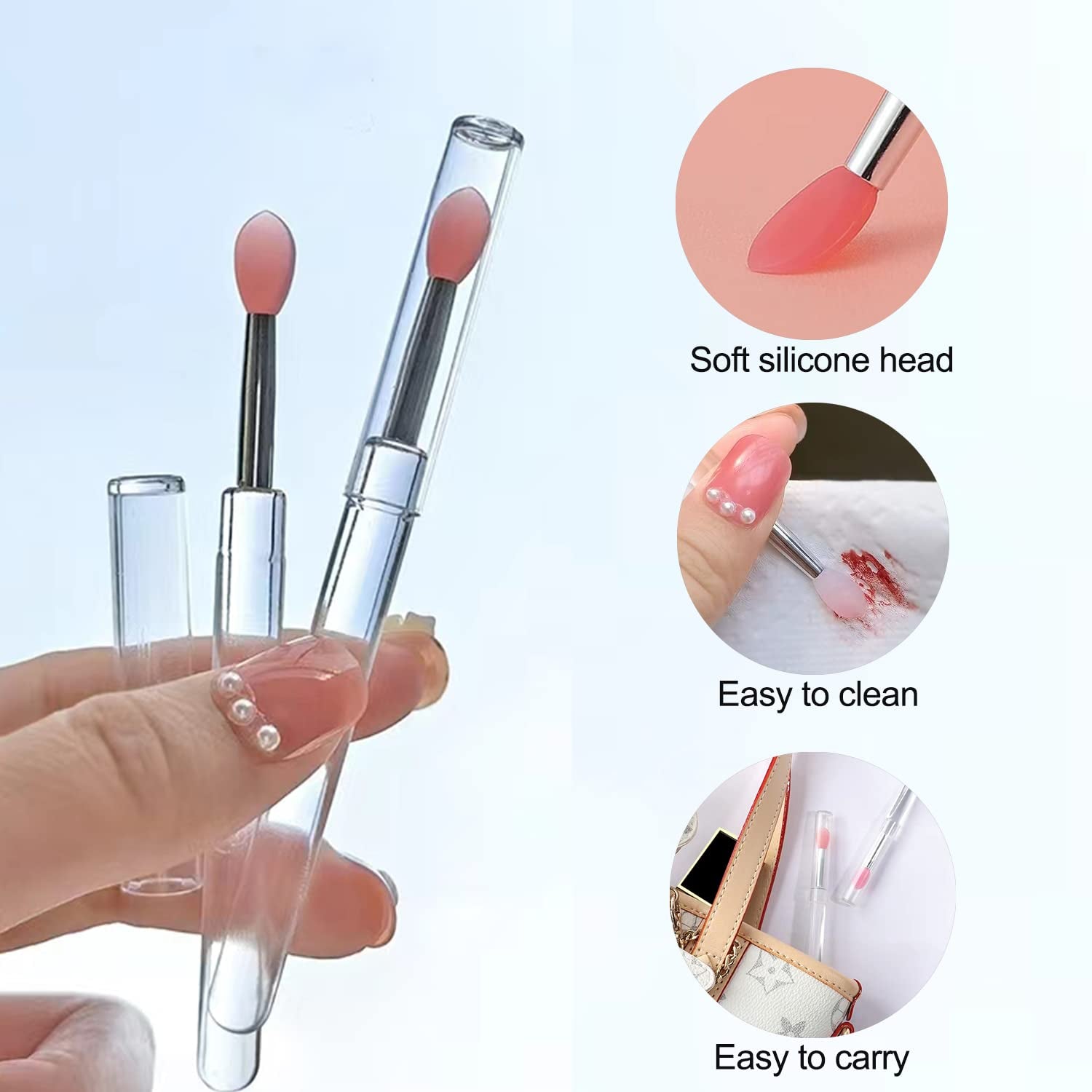 Lip Brush, 6PCS Silicone Lip Applicator Reusable Lip Mask Applicator, Silicone Lip Brush Retractable Lip Gloss Balm Applicator Eyeshadow Lip Scrub Brush Applicator Lip Applicators Disposable